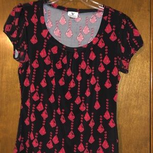 Worthington Black and Red Patterned Dress Top